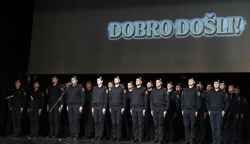 Zagreb, 13.02.2026. - Svečana&nbsp;prisega&nbsp;vježbenika za službenike pravosudne policije, koju je položilo 37 polaznika 54. i 55. temeljnog tečaja. foto HINA/ Lana SLIVAR DOMINIĆ/ lsd