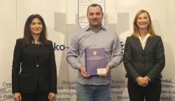 Osijek, 12. 02. 2026., Trg A. Strčevića 2, interregionalni program, uručenje Ugovora, Nata&scaron;a Trami&scaron;ak; Općina Čepin; Nata&scaron;a Miku&scaron; Žigman, Ministarstvo regionalnog razvoja i fondova Europske unijeSNIMIO BRUNO JOBST