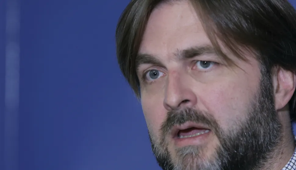 Zagreb.4.2.2025.- 8. sastanak pregovaračkog odbora Vlade i pregovaračkog odbora sindikata javnih službi.Na slici Tomislav Ćorić daje izjavu nakon sastanka. Foto HINA/Tomislav Pavlek/ tp