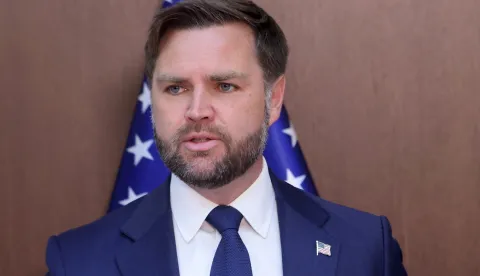 epa12472053 US Vice President JD Vance looks on during a meeting with Israeli Prime Minister Netanyahu at the Prime Minister's Office in Jerusalem, 22 October 2025. EPA/MARC ISRAEL SELLEM/POOL