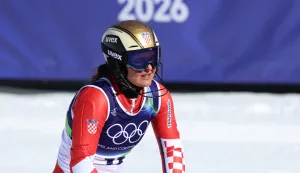 Cortina d'Ampezzo, 18.02.2026 - Hrvatska skija&scaron;ica Zrinka Ljutić tijekom druge utrke slaloma na Zimskim olimpijskim igrama Milano-Cortina 2026. foto HINA/ Damir SENČAR/ ds