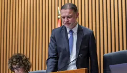 Zagreb, 19.02.2026 - Nastavak 9. sjednice Hrvatskog sabora koja je započela raspravom o Izvje&scaron;ću o ostvarivanju prava na besplatnu pravnu pomoć i utro&scaron;ku sredstava u 2024. Na fotografiji Gordan Jandroković.foto HINA/ Admir BULJUBA&Scaron;IĆ/ abu