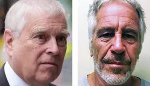 TOPSHOT - (COMBO) This combination of files photographs created on February 1, 2026 shows Britain's Prince Andrew (L), Duke of York arriving to attend a Requiem Mass, a Catholic funeral service, for the late Katharine, Duchess of Kent, at Westminster Cathedral in London on September 16, 2025; and an undated handout photograph obtained on July 11, 2019 courtesy of the New York State Sex Offender Registry showing Jeffrey Epstein (R). As Britain's former prince Andrew was again caught up in the Epstein scandal, Prime Minister Keir Starmer said the disgraced royal should testify in the US about the late American sex offender's crimes. (Photo by Jordan Pettitt and Handout/various sources/AFP)/RESTRICTED TO EDITORIAL USE - MANDATORY CREDIT "AFP PHOTO/New York State Sex Offender Registry" - HANDOUT - NO MARKETING NO ADVERTISING CAMPAIGNS - DISTRIBUTED AS A SERVICE TO CLIENTS