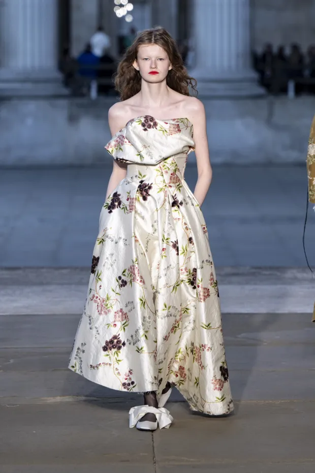 A model is seen on the catwalk at the Erdem fashion show during London Fashion Week Spring Summer 2026 London, UK on September 21 2025. (Photo by Jonas Gustavsson/Sipa USA) Photo: Jonas Gustavsson/SIPA USA