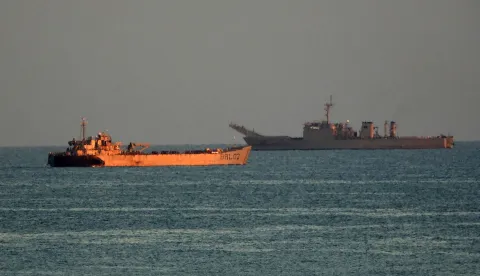 Mexican Navy ships arrive at the Havana Bay with 814 tons of humanitarian aid sent by Mexico, on February 12, 2026. (Photo by AFP)