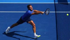 DELRAY BEACH, FLORIDA - FEBRUARY 22: Nikola Mektic of Croatia returns a shot against Benjamin Kittay and Ryan Seggerman of the United States during their Men's Doubles Final match at Delray Beach Tennis Center on February 22, 2026 in Delray Beach, Florida. Megan Briggs/Getty Images/AFP (Photo by Megan Briggs/GETTY IMAGES NORTH AMERICA/Getty Images via AFP)