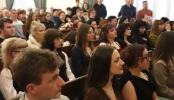 Osijek, 27. 02. 2026, Aula Sveučili&scaron;ta, Trg Svetog Trojstva, rektorat. Promocija diplomiranih Akademije za umjetnost i kulturu, AUKOS.snimio GOJKO MITIĆ