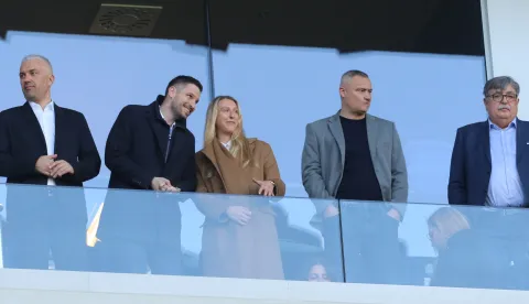 Osijek, 28. 02. 2026, Opus Arena, nogomet, Osijek - Vukovar, SuperSport HNL 25/26. Alen Nađsombati Ivan Radić, Alexandra Vegh...snimio GOJKO MITIĆ