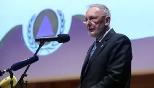 Zagreb, 27.02.2026 - Prigodno obilježavanje Međunarodnog dana civilne za&scaron;tite i Dana civilne za&scaron;tite u RH. Tom prilikom uručene su nagrade za naročiti pothvat, nagrade i priznanja u području sustava civilne za&scaron;tite te zahvalnice za izuzetan doprinos razvoju sustava civilne za&scaron;tite. Na fotografiji potpredsjednik Vlade i ministar unutarnjih poslova Davor Božinović.foto HINA/ Denis CERIĆ /dc