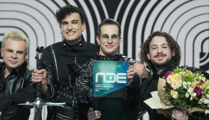 01, March, 2026, Belgrade - The winner of the "Song for Eurovision '26" festival is the band Lavina and they will represent Serbia at the Eurovision Song Contest 2026 in Vienna, Austria with the song "Kraj mene". Bend Lavina. Photo: Antonio Ahel/ATAImages01, mart 2026, Beograd - Pobednik festivala "Pesma za Evroviziju '26" je bend Lavina i oni ce sa pesmom "Kraj mene" predstavljati Srbiju na takmicenju za Pesmu Evrovizije 2026 u Becu, Austrija. Photo: Antonio Ahel/ATAImages Photo: Antonio Ahel/Ata images/PIXSELL