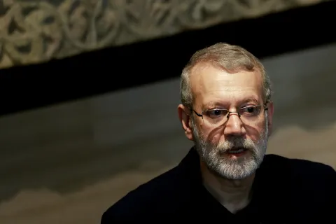 FILE PHOTO: Ali Larijani, former chairman of the parliament of Iran, attends a press conference after meeting with Lebanese Parliament Speaker Nabih Berri in Beirut, Lebanon November 15, 2024. REUTERS/Thaier Al-Sudani/File Photo Photo: THAIER AL-SUDANI/REUTERS