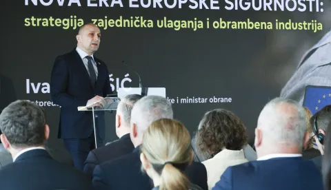 Zagreb, 02.03.2026. - Ured Europskog parlamenta u Hrvatskoj organizirao je konferenciju NOVA ERA EUROPSKE SIGURNOSTI: strategija, zajednička ulaganja i industrija. Na fotografiji potpredsjednik Vlade i ministar obrane Ivan Anu&scaron;ić.&nbsp;foto HINA/ Lana SLIVAR DOMINIĆ/ lsd