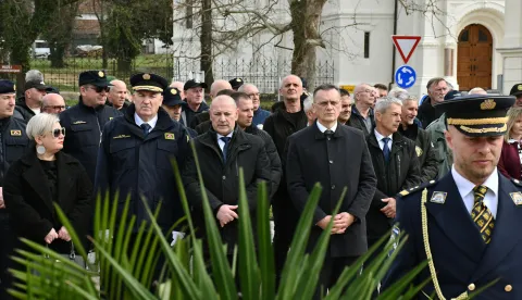 Pakrac, 02.03.2026. - Potpredsjednik Vlade i ministar hrvatskih branitelja Tomo Medved na obilježavanju 35. godi&scaron;njice početka Domovinskog rata u Republici Hrvatskoj. foto HINA/ ml