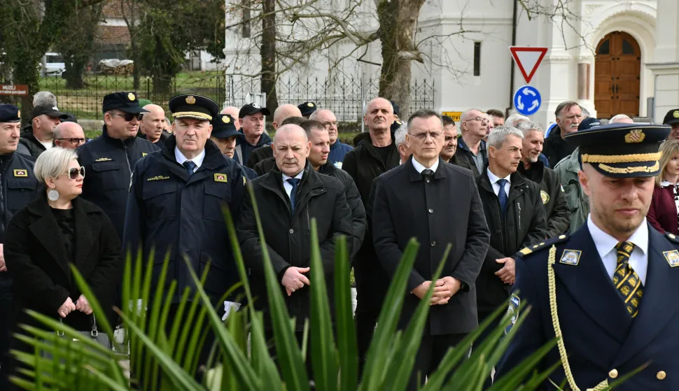 Pakrac, 02.03.2026. - Potpredsjednik Vlade i ministar hrvatskih branitelja Tomo Medved na obilježavanju 35. godi&scaron;njice početka Domovinskog rata u Republici Hrvatskoj. foto HINA/ ml