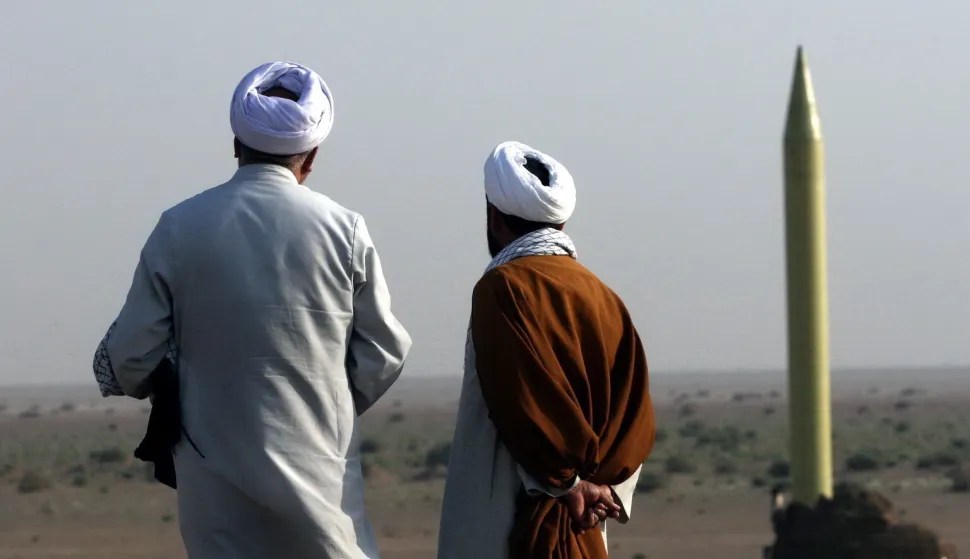 epa08111153 (FILE) - Iranian clerics look at a ballistic missile Shahab 1 during the second day of military exercises, codenamed Great Prophet-6, by Iran's elite Revolutionary Guards at an undisclosed location in Iran, 28 June 2011 (Reissued 07 January 2020). According to Iranian state TV on 07 January 2020, Iran's Revolutionary Guard Crops (IRGC) launched a series of rockets targeting Ain al-Assad air base located in al-Anbar, one of the bases hosting US military troops in Iraq. The attack comes days after the Top Irani General Qassem Soleimani, head of the IRGC's Quds force, was killed by a US drone strike in Baghdad. EPA/STRNGER *** Local Caption *** 02799449