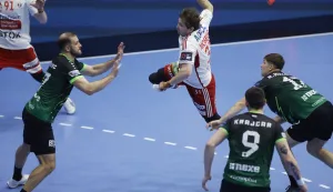 24.02.2026., Sportska dvorana OS kralja Tomislava, Nasice - EHF Europska liga, drugi krug, skupina IV, 4. kolo, RK Nexe - Fredericia Handboldklub. William Andersson Moberg Photo: Davor Javorovic/PIXSELL