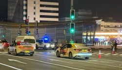 A police car is parked in an intersection blocking a road near the U.S embassy, amid the U.S.-Israeli conflict with Iran, in Dubai, United Arab Emirates, March 4, 2026. REUTERS/Raghed Waked Photo: Raghed Waked/REUTERS