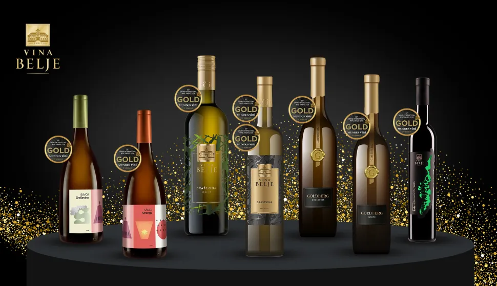 Mundus Vini: Vinima Belje 8 zlatnih medalja i dvije titule - za najboljeg proizvođača i najbolje bijelo vino iz RH
