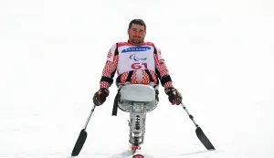 Pjong?ang, 16.03.2018 - Hrvatski paraolimpijac Dino Sokolovi? osvojio je zlatnu medalju u slalomu na XII Paraolimpijskim igrama u Pjong?angu.foto HINA/ Damir SEN?AR /ds