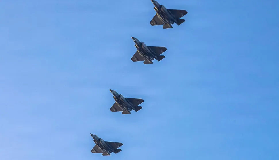 TOPSHOT - This US Navy handout photo released by US Central Command public affairs shows US Navy F-35 Lightning II aircraft flying over the flight deck of Nimitz-class aircraft carrier USS Abraham Lincoln (CVN 72) in support of Operation Epic Fury on March 3, 2026. The United States and Israel launched a wave of strikes against targets in Iran on February 28, sparking swift retaliation by the Islamic republic which responded with missile attacks across the region. (Photo by US NAVY/AFP)/RESTRICTED TO EDITORIAL USE - MANDATORY CREDIT "AFP PHOTO/US NAVY and US CENTRAL COMMAND/HANDOUT" - HANDOUT - NO MARKETING NO ADVERTISING CAMPAIGNS - DISTRIBUTED AS A SERVICE TO CLIENTS