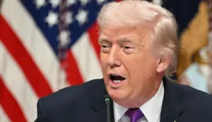 US President Donald Trump speaks during a roundtable on Ratepayer Protection Pledge in the Indian Treaty Room at the Eisenhower Executive Office Building on the White House campus in Washington, DC on March 4, 2026. (Photo by ANDREW CABALLERO-REYNOLDS/AFP)