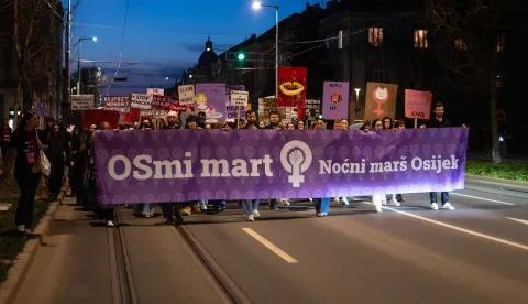 Osijek, 8. 3. 2026., Noćni mar&scaron;noćni mar&scaron;; dan žena; prosvjed; mar&scaron;; ravnopravnost; ženska prava