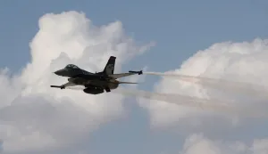 (FILES) An acrobatic plane pilot performs with General Dynamics F-16 Solo Turk aerial aerobatic aircraft during the 5th Sivrihisar Airshow in Sivrihisar district of Eskisehir, in Turkey, on September 13, 2020. Turkey's Defence ministry said on March 9, 2026 it had deployed six F-16 fighter jets to Turkish Republic of Northern Cyprus (TRNC- a territory only recognised by Turkey-) as a security measure, days after the island was targeted by a drone attack. (Photo by Adem ALTAN/AFP)