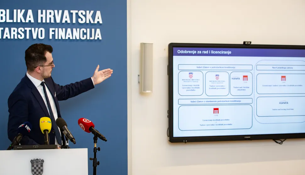 Zagreb, 09.03.2026. - Ministarstvo financija predstavilo je nacrt prijedloga Zakona o potro&scaron;ačkim kreditima i izmjene Pravilnika o porezu na dobit.Na fotografiji državni tajnik Matej Bule.foto HINA/ Luka &Scaron;ANGULIN/ l&scaron;