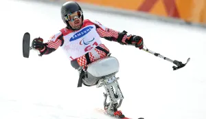 Pjong?ang, 16.03.2018 - Hrvatski paraolimpijac Dino Sokolovi? osvojio je zlatnu medalju u slalomu na XII Paraolimpijskim igrama u Pjong?angu.foto HINA/ Damir SEN?AR /ds