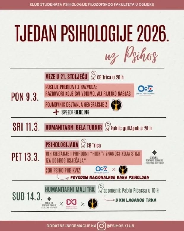 Tjedan psihologije 2026. u Osijeku - plakat