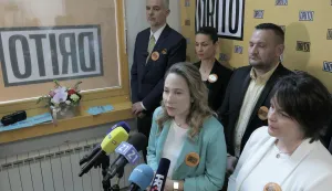 Zagreb.12.3.2026.- Predsjednica stranke Drito, Marija Selak Raspudić predstavila je Deklaraciju stranke.Na slici Nino Raspudić,Marija Selak Raspudć,Pero Guberac i Dragana Turkalj.Foto HINA/Tomislav Pavlek/ tp