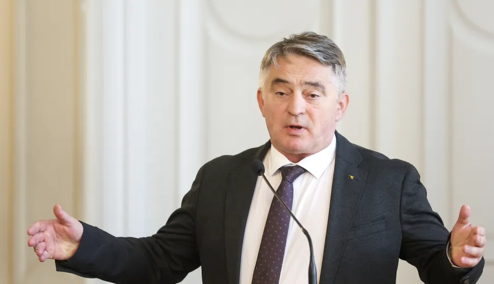 13.05.2025., Sarajevo, Bosna i Hercegovina - Clan Predsjednistva BiH Zeljko Komsic na konferenciji za medije nakon sastanka s predsjednikom Europskog vijeca Antonijom Costom. Photo: Armin Durgut/PIXSELL