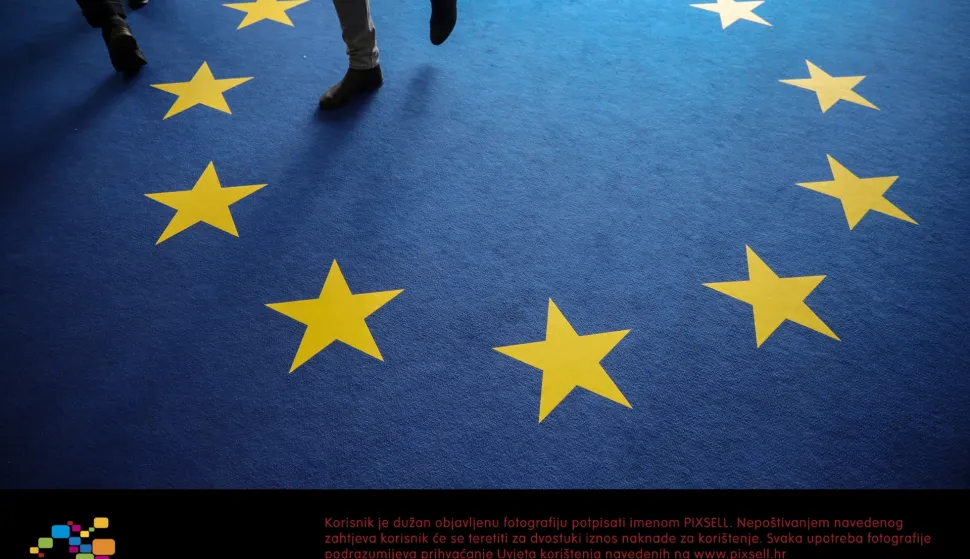 27 May 2019, Berlin: Carpeting in the colours of the EU flag can be seen in the Konrad Adenauer House in Germany the day after the European elections. Photo: Michael Kappeler/dpa /DPA/PIXSELL