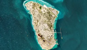 TOPSHOT - This handout image taken by the European Space Agency (ESA) captured by the Copernicus Sentinel-2 satellite shows a view of Iran's Kharg Island, which hosts the country?s main crude export terminal and is responsible for the overwhelming majority of its oil shipments to the world, about 25 kilometres south of the mainland in the north of the Gulf, on March 2, 2026. (Photo by EUROPEAN SPACE AGENCY/AFP)/RESTRICTED TO EDITORIAL USE - MANDATORY CREDIT "AFP PHOTO/ESA" - HANDOUT - NO MARKETING NO ADVERTISING CAMPAIGNS - DISTRIBUTED AS A SERVICE TO CLIENTS