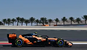 McLaren's British driver Lando Norris drives on the second day of the Formula One pre-season testing event at the Bahrain International Circuit in Sakhir on February 19, 2026. (Photo by Giuseppe CACACE/AFP)