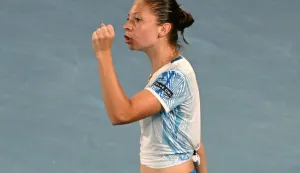 Croatia?s Antonia Ruzic reacts after a point against Japan's Naomi Osaka during their women's singles match on day three of the Australian Open tennis tournament in Melbourne on January 20, 2026. (Photo by Paul Crock/AFP)/-- IMAGE RESTRICTED TO EDITORIAL USE - STRICTLY NO COMMERCIAL USE --