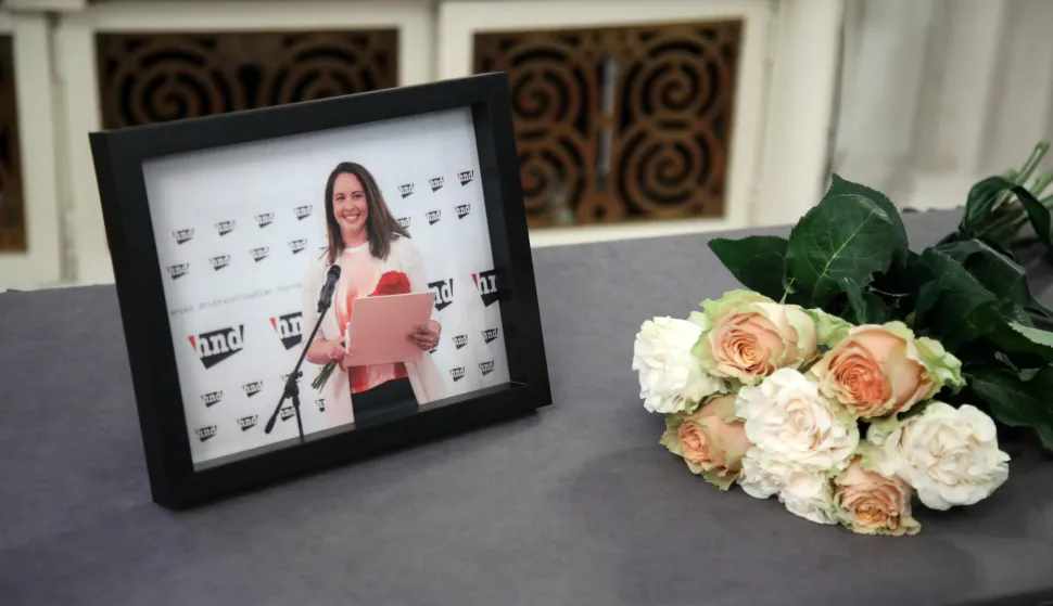 Zagreb, 16.03.2026 - Komemoracija za novinarku Milu Moralić održana je u Velikoj dvorani Novinarskog doma u Zagrebu.foto HINA/ Denis CERIĆ /dc