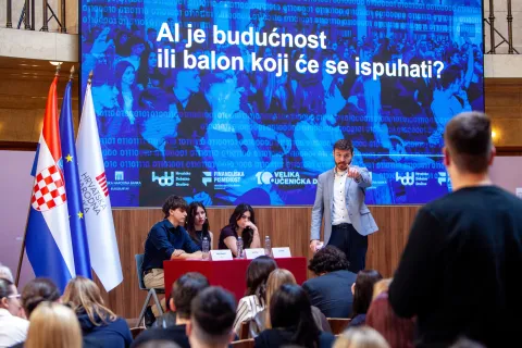 Zagreb, 16.3.2026.- Hrvatska narodna banka (HNB) u suradnji s Hrvatskim debatnim dru&scaron;tvom deseti put organizirala je Veliku učeničku debatu, ovaj put na temu "Može li AI upravljati osobnim financijama?".foto HINA/ Sa&scaron;a KOLJAN/ sk