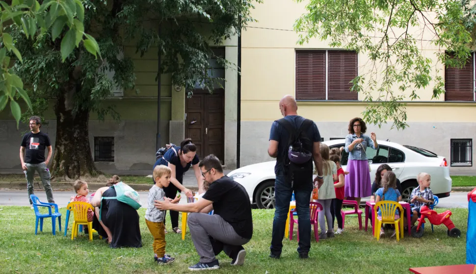 OSIJEK- 19.06.2020., Ker&scaron;ovanijeva, Dokkica, dječji kreativni centar organizira druženje "I tata je važan" povodom Međunarodnog dana očeva.Foto: Andrea Ilakovac