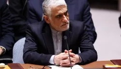 Iranian Ambassador to the UN Amir-Saeid Iravani speaks during a United Nations Security Council meeting on the situation in the Middle East at the UN headquarters in New York on February 28, 2026. United Nations chief Antonio Guterres condemned "escalation" in the Middle East after US and Israeli strikes on Iran, on which the UN Security Council will hold an emergency meeting Saturday. (Photo by CHARLY TRIBALLEAU/AFP)