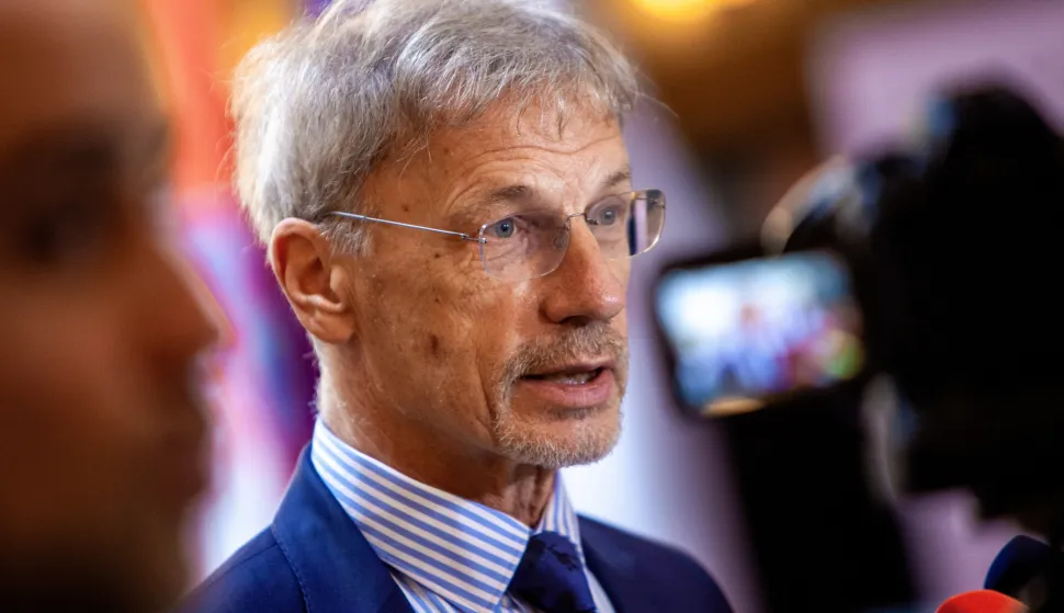 Zagreb, 16.3.2026.- Hrvatska narodna banka (HNB) u suradnji s Hrvatskim debatnim dru&scaron;tvom deseti put organizirala je Veliku učeničku debatu, ovaj put na temu "Može li AI upravljati osobnim financijama?".Na fotografiji Boris Vujčić.foto HINA/ Sa&scaron;a KOLJAN/ sk