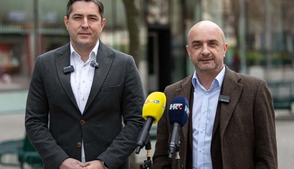 Zagreb, 20.3.2026.- Konferencija za medije zastupnika u Europskom parlamentu Gordana Bosanca (Možemo) i Marka Ve&scaron;ligaja (SDP) na temu Izvje&scaron;ća o krizi stanovanja u Europskoj uniji.Na fotografiji Marko Ve&scaron;liga, Gordan Bosanac.foto HINA/ Luka &Scaron;ANGULIN/ l&scaron;