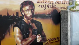 grafit na garazi u vinkovackoj ulici, chuck norris cuva osijek