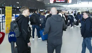 Zagreb, 23.03.2026 - Odlazak dijela hrvatske nogometne reprezentacije u Orlandu povodom utakmice protiv Kolumbije i Brazila. Na fotografiji Toni FRuk, Tomislav Pacek. foto HINA/ Daniel KASAP/ dk