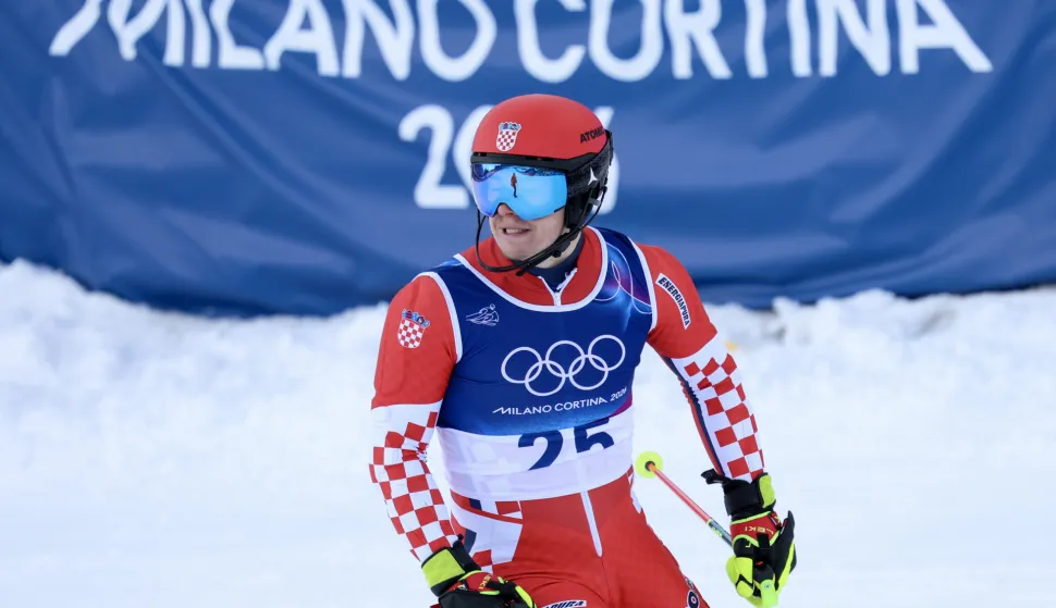 Bormio, 16.02.2026 - Hrvatski skija&scaron; Filip Zubčić tijekom druge utrke slaloma na Zimskim olimpijskim igrama Milano-Cortina 2026.foto HINA/ Damir SENČAR/ ds