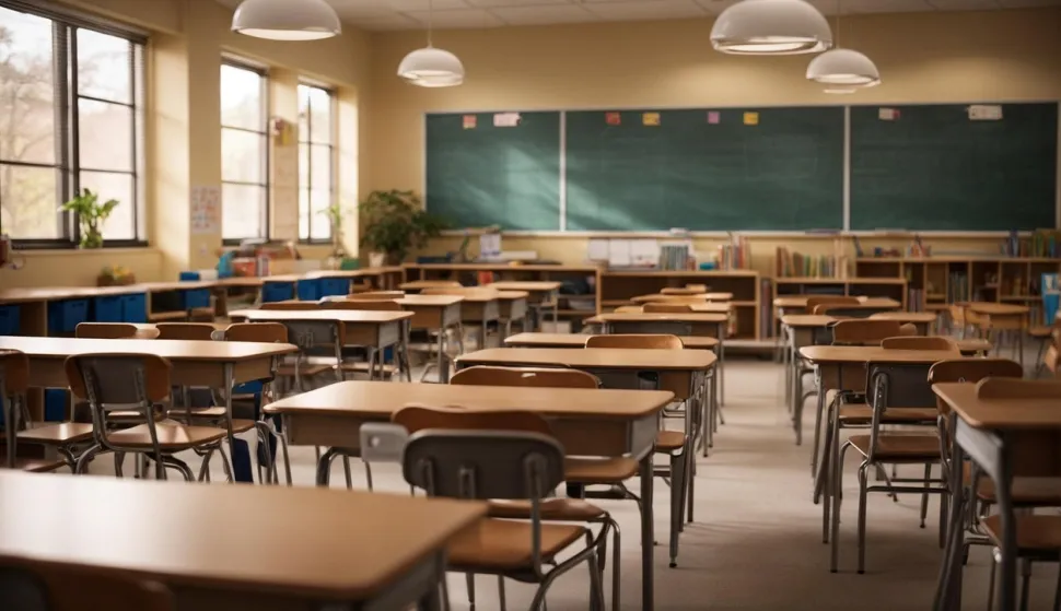  prazna učionica,razred, &scaron;kolske klupe