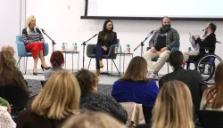 Osijek 25. 03. 2026, IT centar. Konferencija o mentalnom zdravlju: A kako si ti ?. Marija Kribl, Centar za mentalno zdravlje Osijek, Tatjana Turalija, dr. sc. Damir Marinilć i Sa&scaron;a Drinić.snimio GOJKO MITIĆ