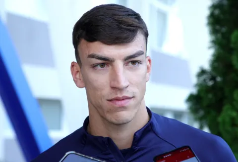 Zagreb,10.10.2023.Održan je trening nogometne reprezentacije.Na slici Petar Musa daje izjavu za medije.foto HINA/Tomislav PAVLEK/tp