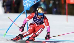 Cortina d'Ampezzo, 15.02.2026 - Hrvatska skija&scaron;ica Zrinka Ljutić tijekom prve utrke ženskog veleslaloma na Zimskim olimpijskim igrama Milano-Cortina 2026.foto HINA/ Damir SENČAR/ ds