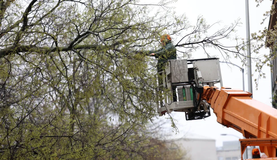 Zagreb, 27.3.2026.- Posljedice nevremena koje je u ?etvrtak pogodilo Zagreb. Na slici uklanjanje sru?enih stabala. foto HINA/ Damir SEN?AR/ ua